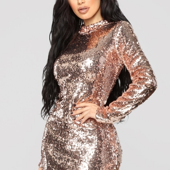 Fashion Nova Sequin Open Back Mermaid Dress - Picture 4 of 5